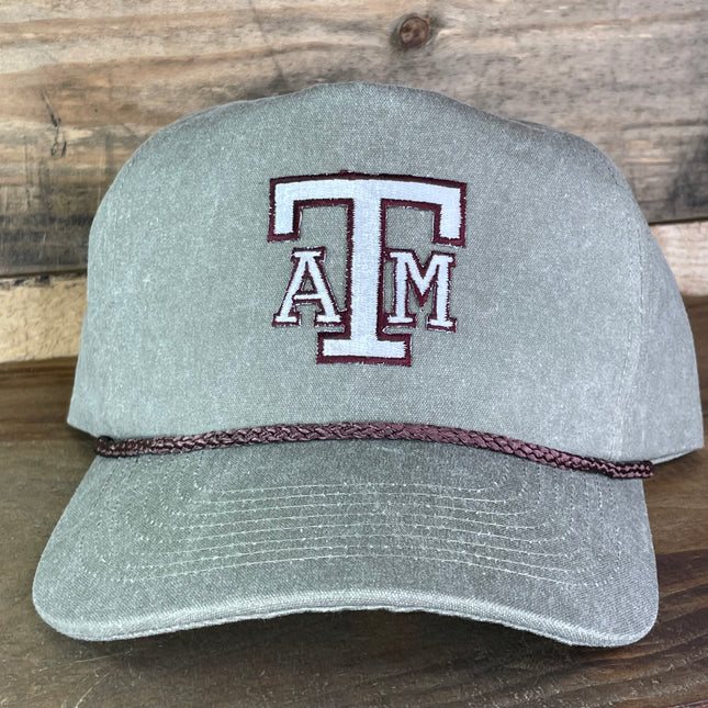 Custom Texas A&M Vintage Patch Sand Rope Snapback Cap Hat