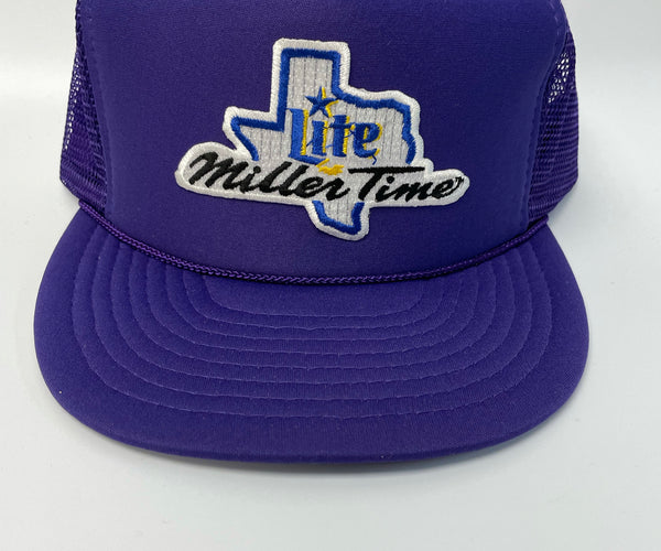 Custom Houston Astros Miller Lite Vintage Purple Rope Mesh Trucker SnapBack  Hat Cap Ready to ship