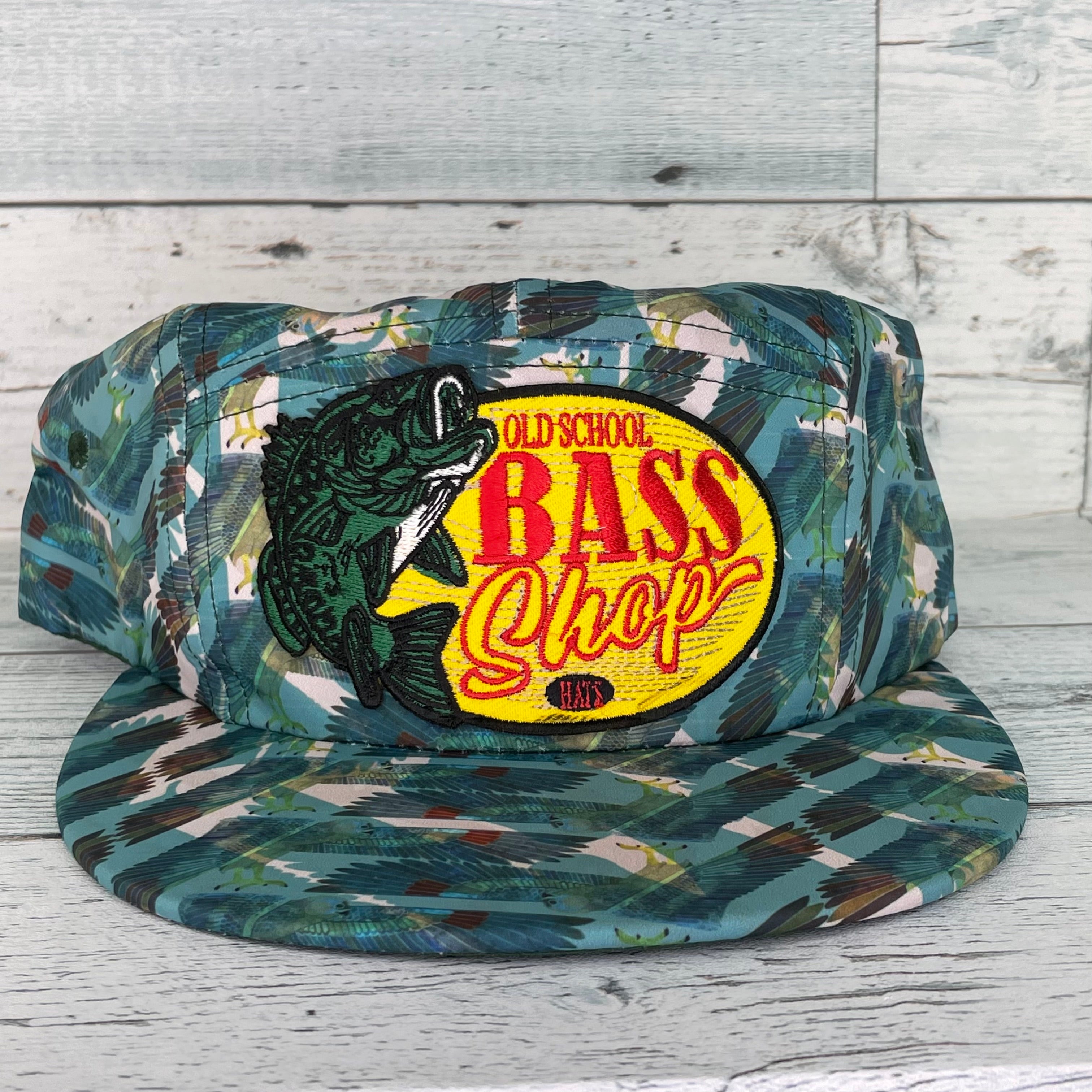 Old School Bass Shop All Over Print Mid Crown Snapback Cap Hat