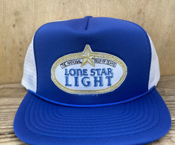 Custom Lone Star Beer Light patch Vintage Brown Mesh Snapback Hat
