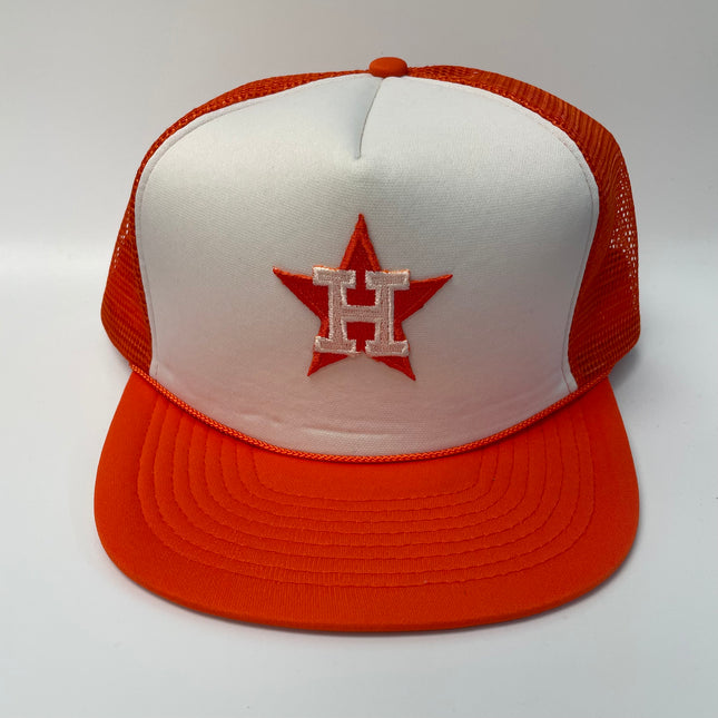 Custom Houston Astros Vintage Patch Orange Rope Mesh Trucker SnapBack Hat Cap Ready to ship