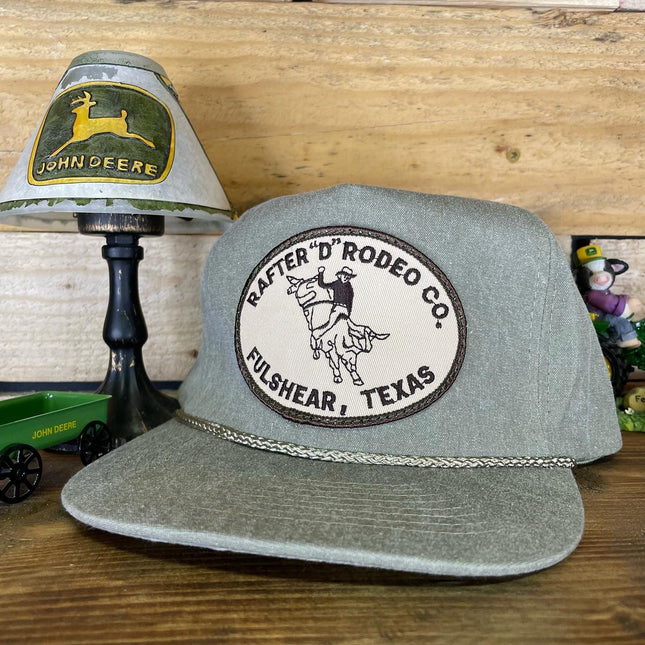 Custom Rafter D Rodeo patch Fulshear Texas Vintage Sand Rope Snapback Cap Hat