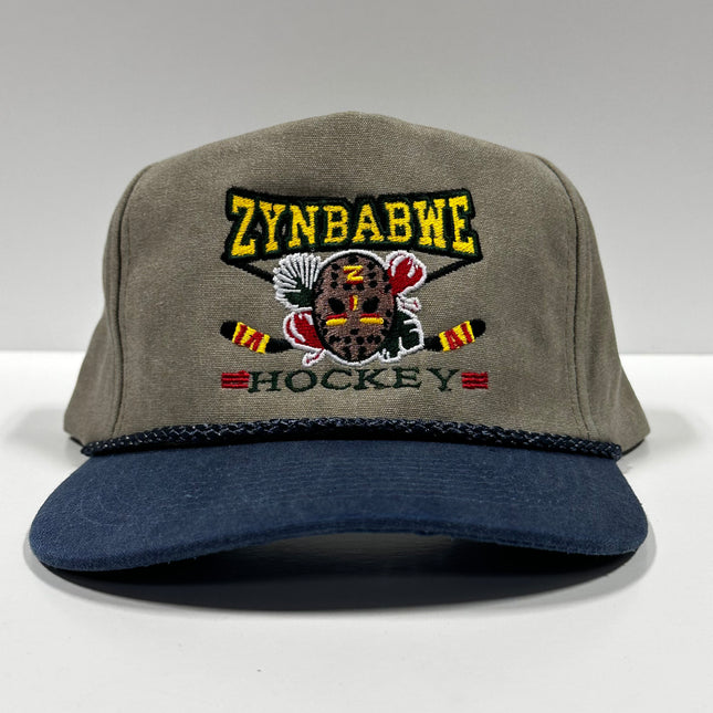 Zynbabwe Hockey on a White crown Black Brim SnapBack Hat Cap Custom Em – Old  School Hats