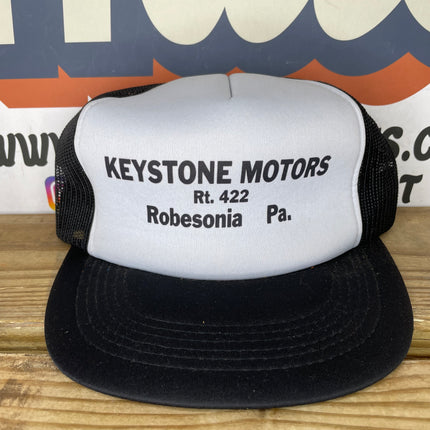 Vintage Keystone Motors Black Mesh Trucker SnapBack Hat Cap