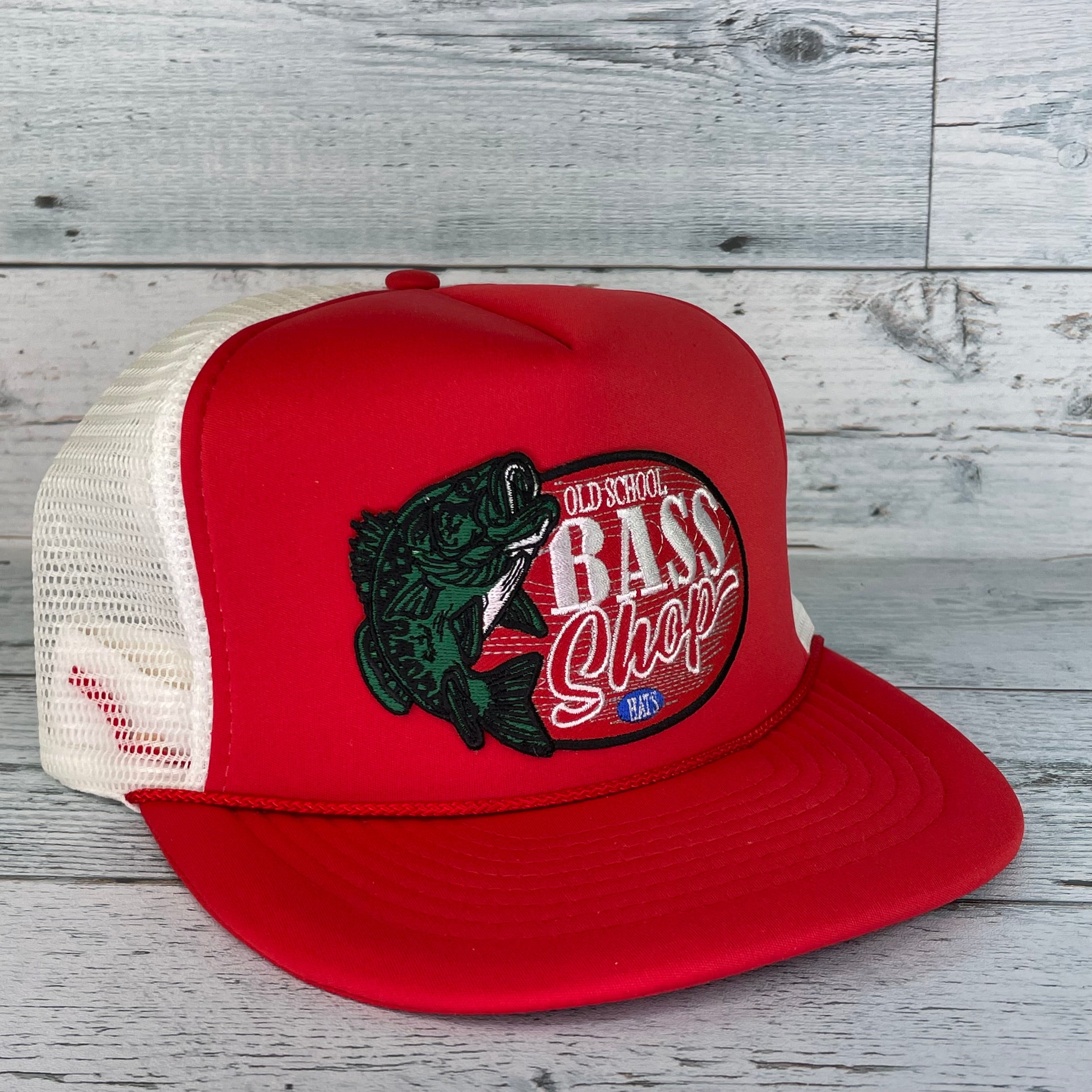 Old School Red Bass Fishing Mesh Trucker Snapback Cap Hat – Old School Hats