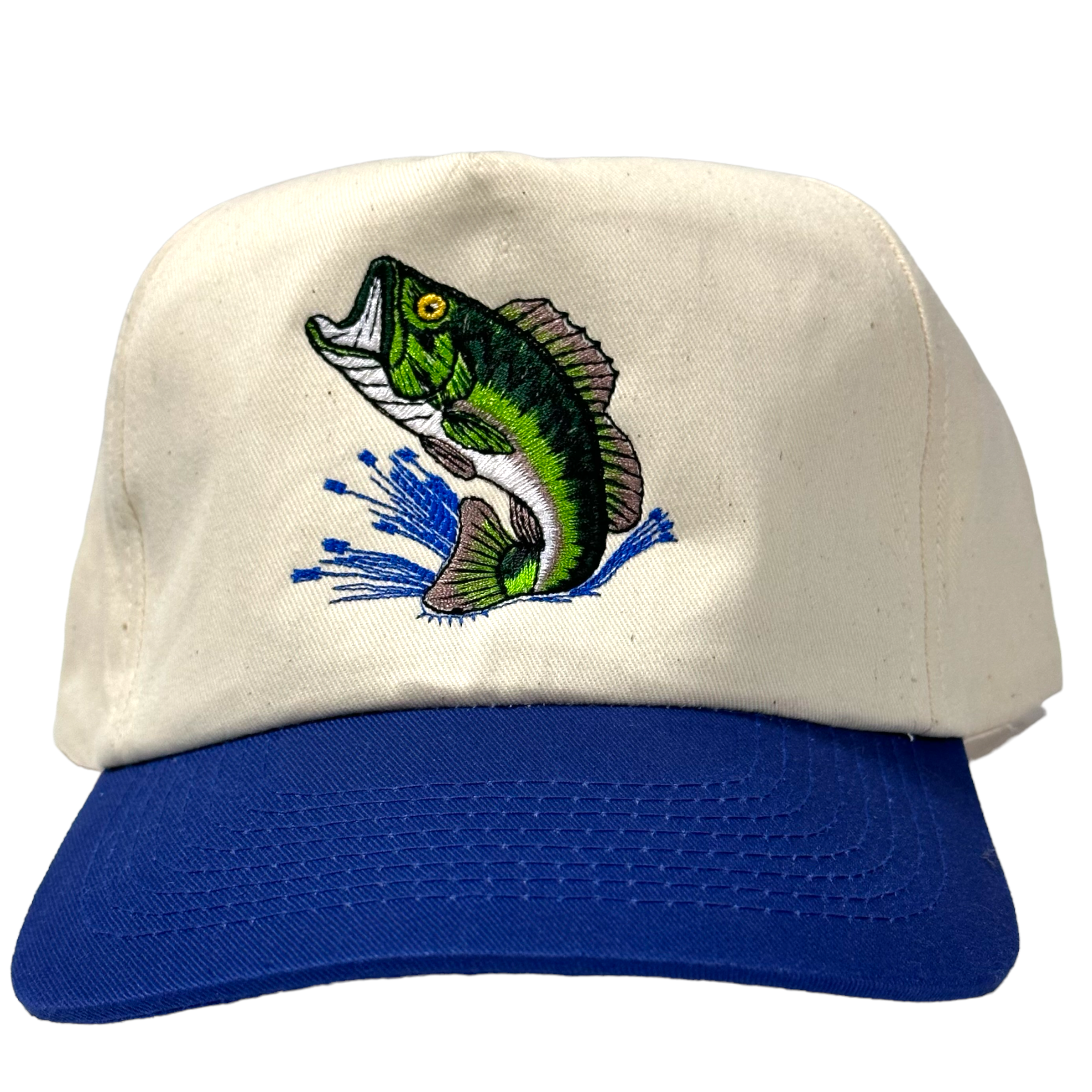 Bass Fishing Vintage Blue Brim SnapBack Cap Hat Custom Embroidered – Old  School Hats
