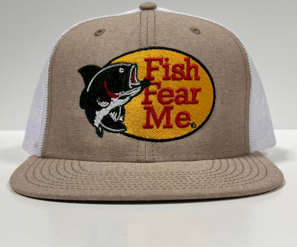Fish Fear Me Tall Green Crown Strapback Cap Hat Bass Fishing Custom  Embroidered