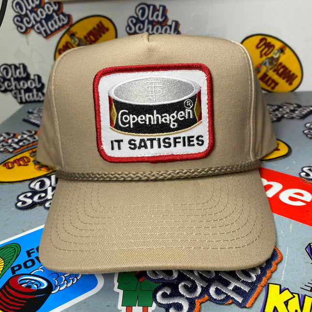 Custom It Satisfies Vintage Patch Tan Snapback Hat Cap with Rope