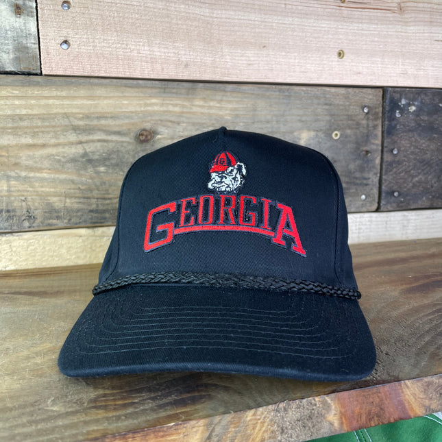 Custom Georgia patch Vintage Black Rope Golf Snapback Cap Hat