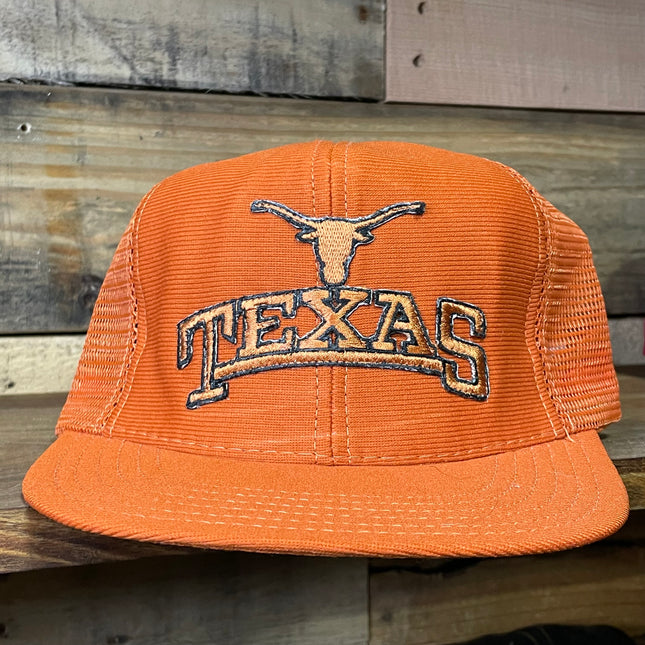 Custom Texas Longhorns Vintage Orange Mesh Trucker Patch SnapBack Hat Cap Ready to ship