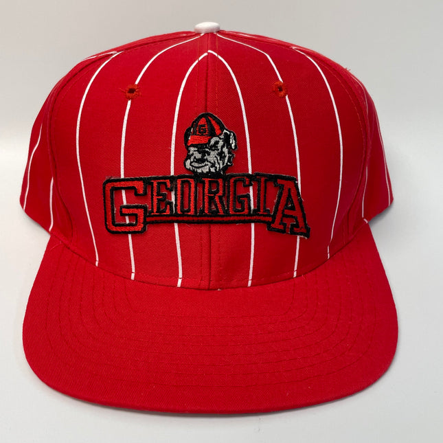 Custom Georgia Bulldogs Dawg Pinstripe Vintage Patch Red SnapBack Hat Cap Ready to Ship