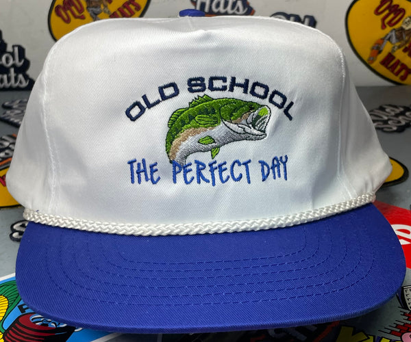 The Perfect Day Bass Fishing Vintage Golf Rope Snapback Cap Hat Custom  Embroidered