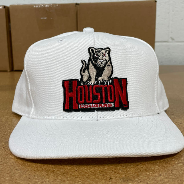 Custom University of Houston Cougars Vintage Patch White SnapBack Hat Cap Ready to ship